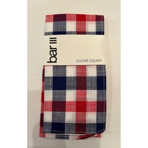 BAR III Pocket‎ Square Red Blue White Checkered One Size MSRP $35
